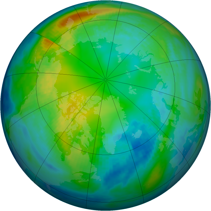 Arctic ozone map for 31 October 1987